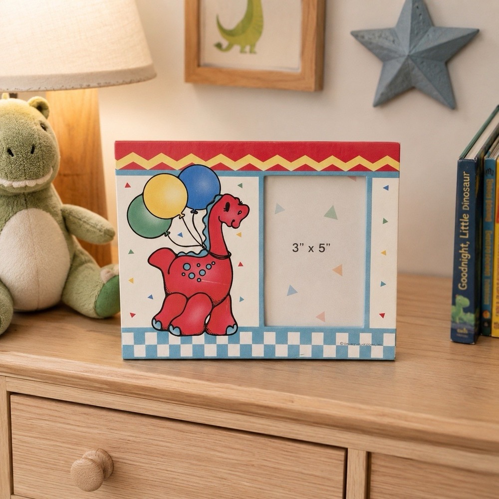 VTG 90s Daisy Kingdom Dinosaur Picture Frame 3x5 Kids Nursery Made USA
